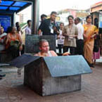 Performance Dream box by artist Katarina Rasic in Colombo, Sri Lanka 2015